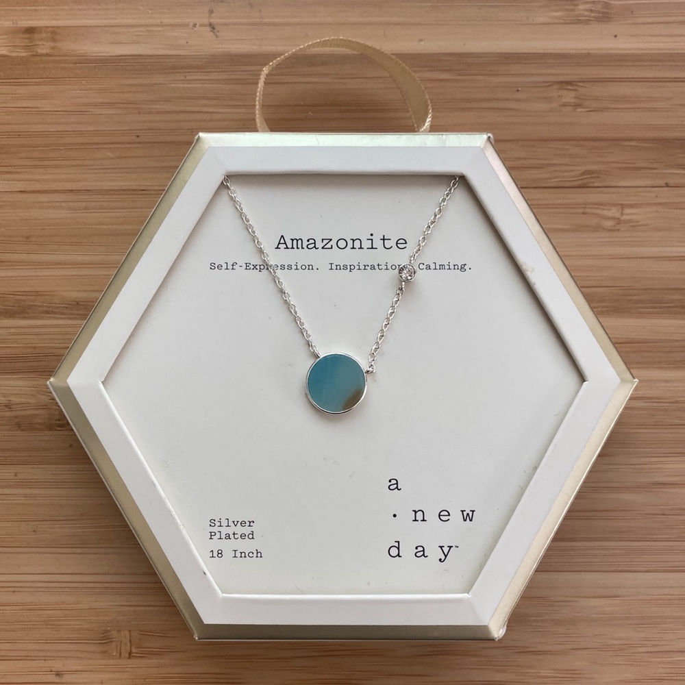 A New Day Amazonite 18-in silver plated necklace